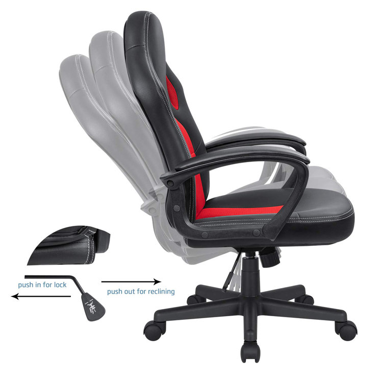 Ebern Designs Adjustable Reclining Ergonomic Faux Leather Swiveling PC Racing Game Chair